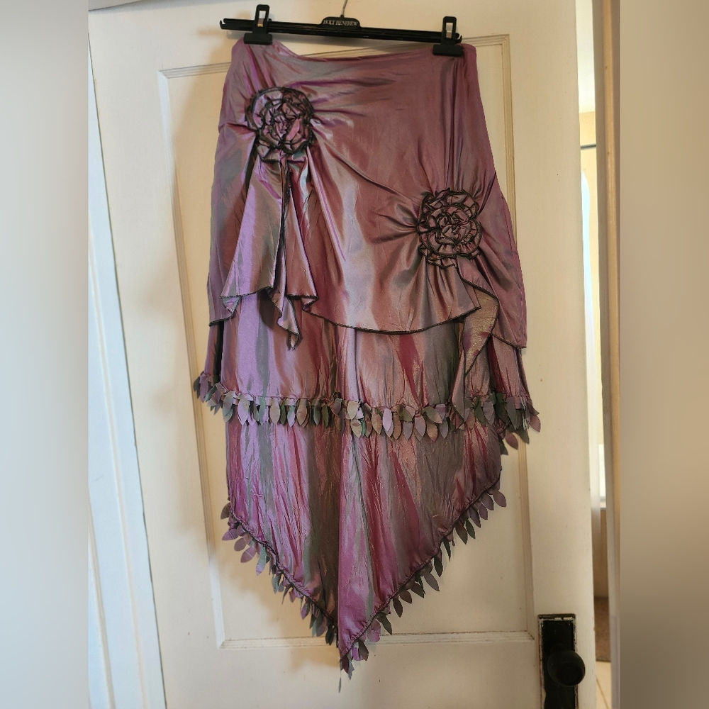 Irridescent Taffeta Skirt w/ Rosettes